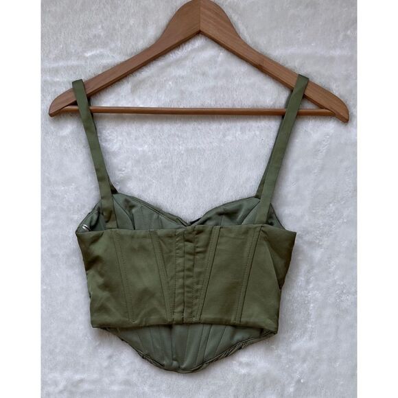NWT Zara Blogger’s Favorite Green Satin Effect Ruched Draped Corset Top, Size XS - Picture 15 of 16